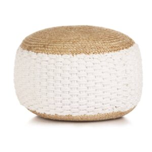 vidaXL vævet/strikket puf jutebomuld 50 x 35 cm hvid