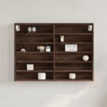 vidaXL vitrineskab 80×8,5×58 cm konstrueret træ brun egetræsfarve - Kategori: Egetræshylder til hjemmet 4 vidaXL vitrineskab 80x8,5x58 cm konstrueret træ brun egetræsfarve